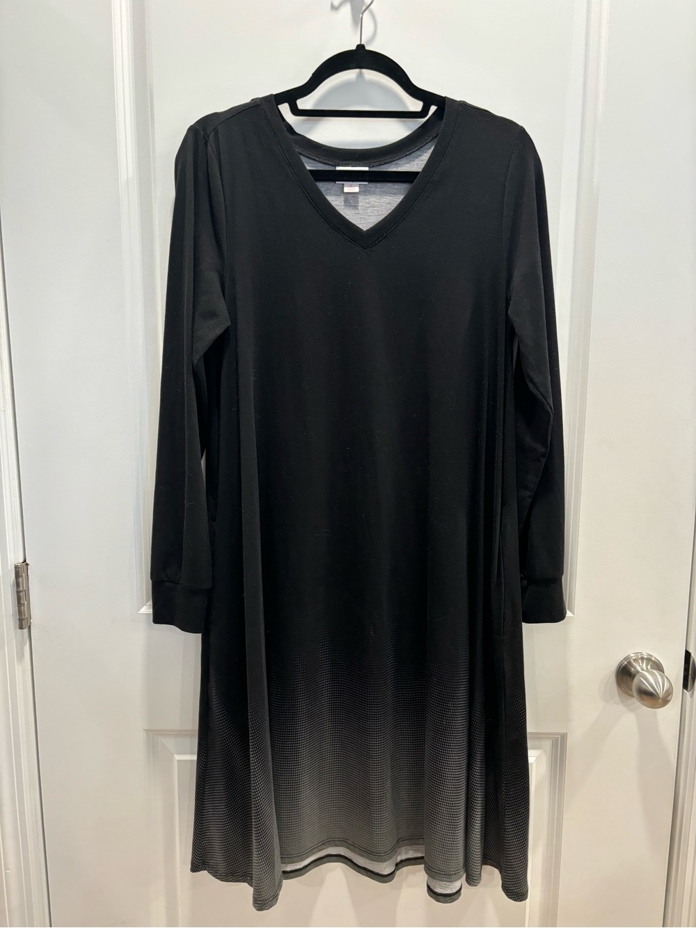 LuLaRoe Emily Ombré Black V-Neck Swing Dress